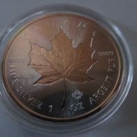 Maple Leaf 2018 incuse, 1 oz 9999 Silber, 5 Dollars, gekapselt