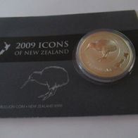 New Zealand Kiwi 2009, 1oz, One Dollar, auf Karte