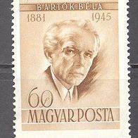 Ungarn, 1955, Mi. 1450, Bela Bartok, Musik, 1 Briefm., ungest.