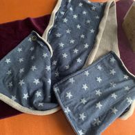 warmer blau-grauer Schal, Wollschal, selbst genäht
