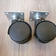 2 Lenkrollen, Transportrollen, Möbelrrollen, Kunststoff