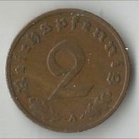 2 Reichspfennig 1937 „A“ Münze Deutsches Reich 3. Reich
