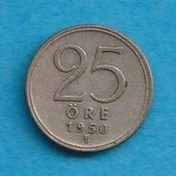 Schweden 25 Öre 1950 Silber