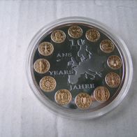 10 Jahre Euro -Gedenkmünze teilvergoldet - Sammlermünze 2008 - NEU PP in Kapsel