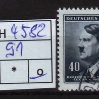 Los H4582: Böhmen & Mähren Mi. 91, gest