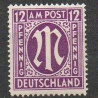 BIZONE, Mi.-Nr.: 15, ( * ) Falz
