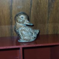 Vintage Entenfigur aus glasierter Keramik