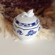 Zuckerdose, Kahla, Zwiebelmuster, Blue Onion, Made in GDR