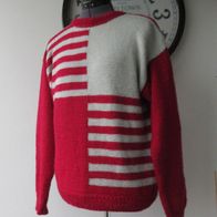 Vintage Herren Pullover Gr. 50 weinrot grau Handarbeit Winter Pulli Woll Strick