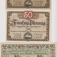 Steinach-Notgeld 50,50Pf. v.1.8.1920 mit, u.o. Nr.50 Pf. vom1.10,1921,3 Scheine