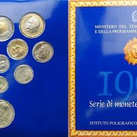 Italien KMS 12 Münzen mit Silber 1000 Lire 1998 "G. Bernini - 400. Geburtstag"