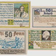 Stotel-Notgeld 25,50,75 Pfennig vom 11.2.1921 und 50 Pfennig ohne Jahr,5 Scheine