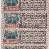 Straußberg-Notgeld 4x Eine halbe Mark und 1,2 Mark vom1.9.1921,6 Scheine, fleckig