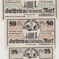 Stroebeck-Notgeld 25,50,75 Pfennig bis 31.12.1921, 3 Scheine