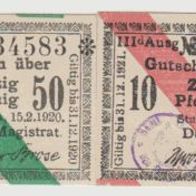 Stuhm-Westpreußen-Notgeld 10,50 Pfennig vom 20.11.1920, 2 Scheine