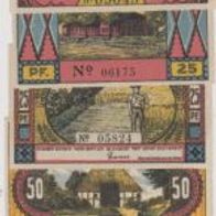 Suchsdorf-Notgeld 4x25, 4x50 Pfennig bis 31.8.1921.8 Scheine