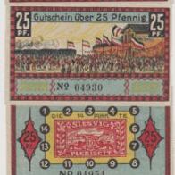 Süderbarup-Schleswig-Notgeld 4x25 Pfennig ohne Datum 4 Scheine