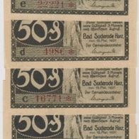 Suderode-Bad-Notgeld 5x50 Pfennig vom 13.5.1921, 5 Scheine