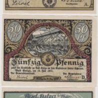 Sulza-Bad-Notgeld 10,50.75 Pfennige vom 19.7.1921, 3 Scheine