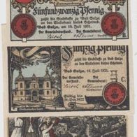 Sulza-Bad-Notgeld 25,50.75 Pfennige vom 19.7.1921, 3 Scheine