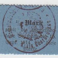 Sulzbach-Saar-Notgeld-Eine halbe Mark bis 15.9.1914 mit Stempel, Karton