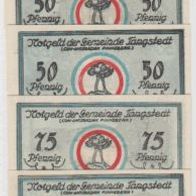 Tangstedt-Notgeld 25,50.50.75,75 Pfennig 5 verschiedene Scheine