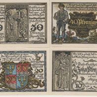 Tegernsee-Notgeld 10,20,30,40 Pfennig vom 1.6.1921, 4 Scheine gleich