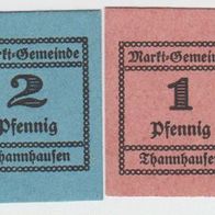 Thannhausen-Notgeld1,2 Pfennig Karton Papier 2 Scheine beste Erhaltung