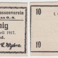 Tichau-Notgeld-Schlesien 10 Pfennig vom 5.4.1917 bis 1.10.1917