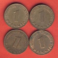 1 Pfennige Deutschland 1950 D, F, G, J.