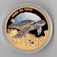 NIUE 100 Dollars 2014 "Turtle" 1 Oz Gold PP/ Farbe * * Max. 150 Ex. Weltweit**