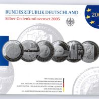 Deutschland Silber-Set 2005 PP/Proof 6 x 10 Euro Gedenkmünzen