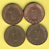 1 Pfennige 1983 D, F, G, J. kompl.