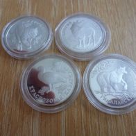 1 Rubel 1993 Rußland, Silbermünzen, Russland, 1993 und 1994, 4 Stück