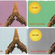 4 verschiedene Prepaid Telefonkarten - SUN Telecom , gebraucht und leer