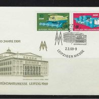 DDR 1969, MiNr: 1448 - 1449 auf Leipziger Messebeleg mit Sonderstempel
