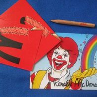 McDonalds Ronald Autogrammkarte, Bleistift mit Namensaufdruck und Malbuch
