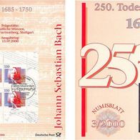 Numisblatt Deutschland 10 Mark 2000 Silber 15,5 g. mit Briefmarkenkleinbogen