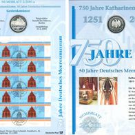 Numisblatt Deutschland 10 Mark 1997 Meeresmuseum mit Briefmarkenkleinbogen