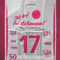 Plastik Tüte Einkaufs Lehmann Getränke 37x45 cm Trage Tasche Sammler Plastetüte