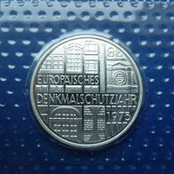 BRD 5 DM 1975 -F- "Denkmalschutzjahr" PP Silber Max. 250.000 Ex Jaeger 417