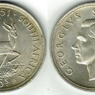 Süd-Afrika Springbock Silber 5 Shillings 1951 "Georg VI. (1936-1952)