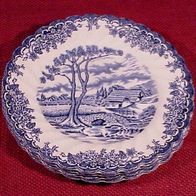 4 Kuchenteller, England, blaues Motiv: THE BROOK