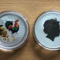 Lunar II Hahn- 1oz Silber 999 - Farbig, Color