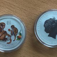 Lunar II Affe -1oz Silber 999 - Farbig, Color