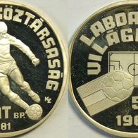 UNGARN Silber Proof/ PP 500 Forint 1981 Fußball-WM in Spanien 1982 "Spieler am Ball"