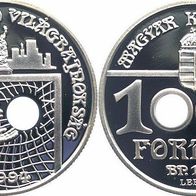 UNGARN Silber Proof/ PP 1000 Forint 1993 "XV. Fußball-WM U.S.A. Torwart in New York"