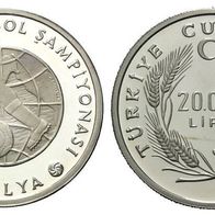 Türkei Silber PP/ Proof 20 000 Lira 1990 XIV. Fußball-WM Italien, Fußball auf Globus