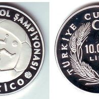 Türkei 10 000 Lira 1986 XIII. Fußball-WM Mexiko, Selten nur 5 700 Ex.