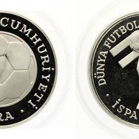Türkei Silber Proof/ PP 500 Lira 1982 WM Spanien Torwart, Selten nur 12 390 Ex.